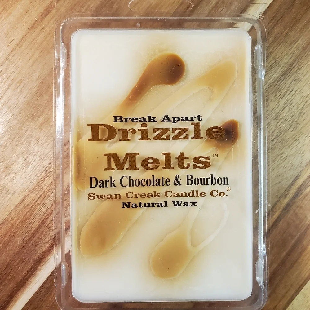 DARK CHOCOLATE & BOURBON by SWAN CREEK CANDLE Drizzle Melts Natural Wax 5.25 oz